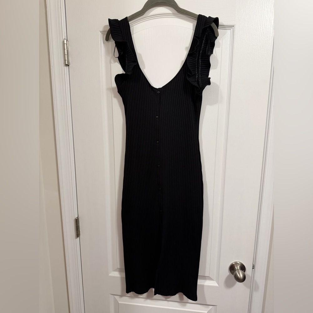 Zara Black Ruffle Sleeve Midi Dress